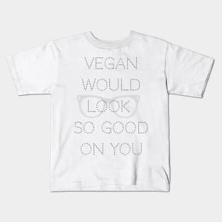 Vegan looks good black lettering Kids T-Shirt